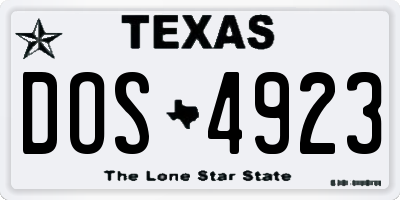 TX license plate DOS4923
