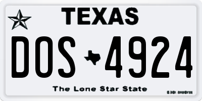 TX license plate DOS4924