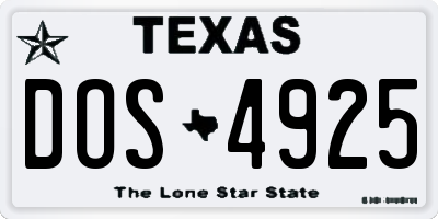 TX license plate DOS4925