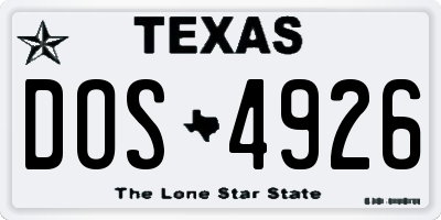 TX license plate DOS4926