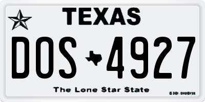 TX license plate DOS4927