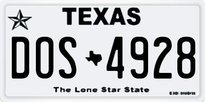 TX license plate DOS4928