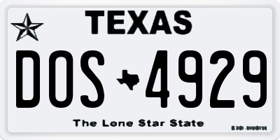 TX license plate DOS4929