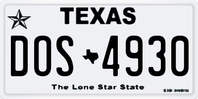 TX license plate DOS4930