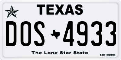 TX license plate DOS4933
