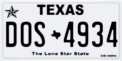 TX license plate DOS4934