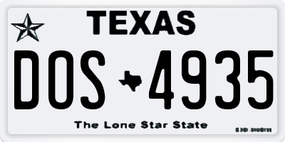 TX license plate DOS4935