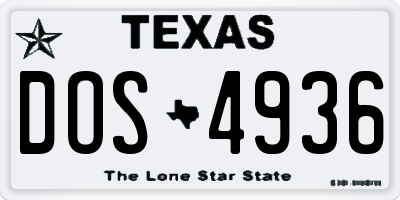 TX license plate DOS4936