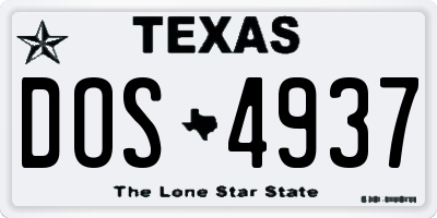 TX license plate DOS4937