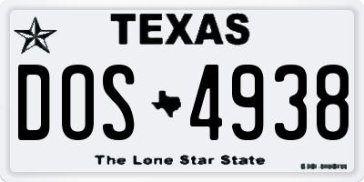 TX license plate DOS4938