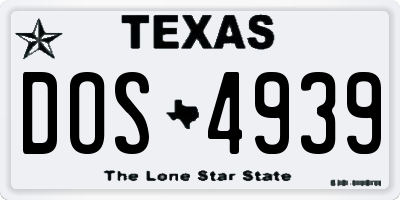 TX license plate DOS4939