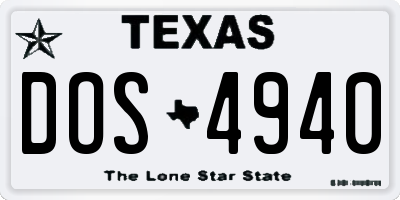 TX license plate DOS4940