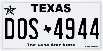 TX license plate DOS4944