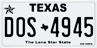 TX license plate DOS4945