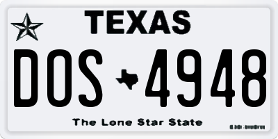 TX license plate DOS4948
