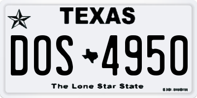 TX license plate DOS4950