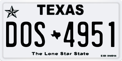 TX license plate DOS4951
