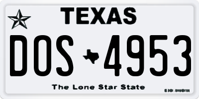 TX license plate DOS4953