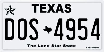 TX license plate DOS4954