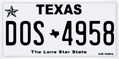 TX license plate DOS4958