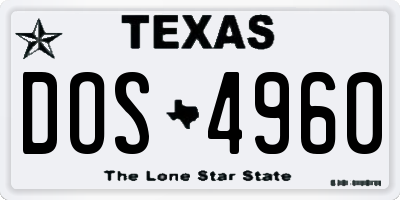 TX license plate DOS4960
