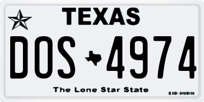 TX license plate DOS4974