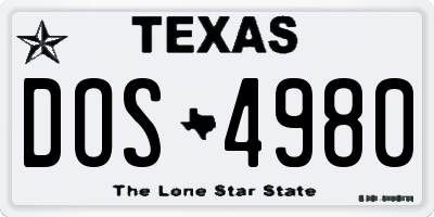 TX license plate DOS4980