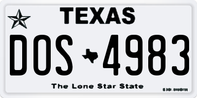 TX license plate DOS4983