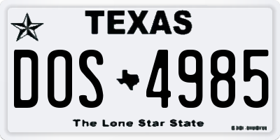 TX license plate DOS4985
