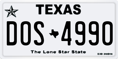 TX license plate DOS4990