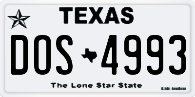 TX license plate DOS4993