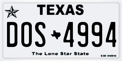 TX license plate DOS4994