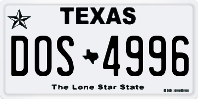 TX license plate DOS4996