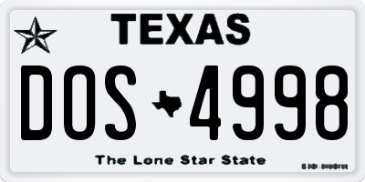 TX license plate DOS4998