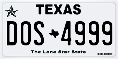 TX license plate DOS4999