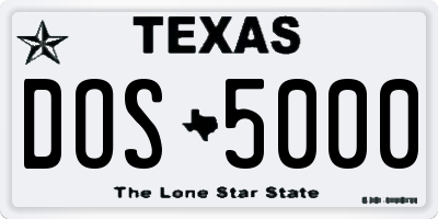 TX license plate DOS5000