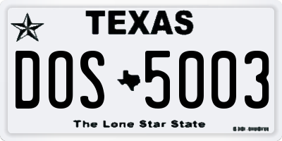 TX license plate DOS5003