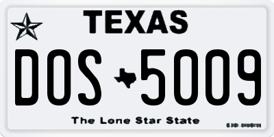 TX license plate DOS5009