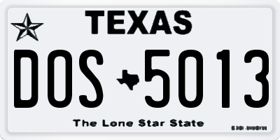 TX license plate DOS5013