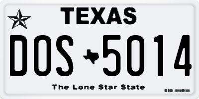 TX license plate DOS5014