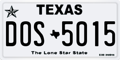 TX license plate DOS5015