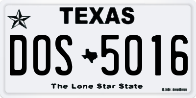 TX license plate DOS5016