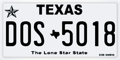 TX license plate DOS5018