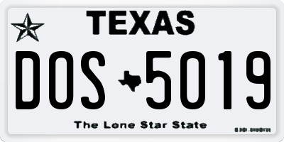 TX license plate DOS5019