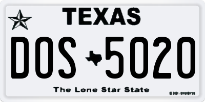 TX license plate DOS5020