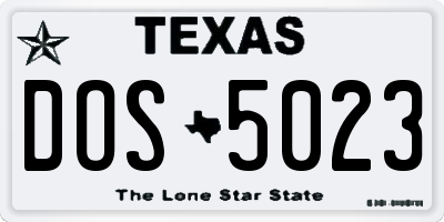 TX license plate DOS5023
