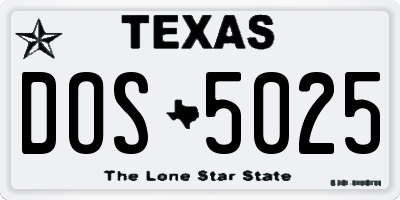 TX license plate DOS5025