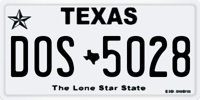 TX license plate DOS5028