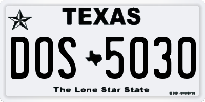TX license plate DOS5030