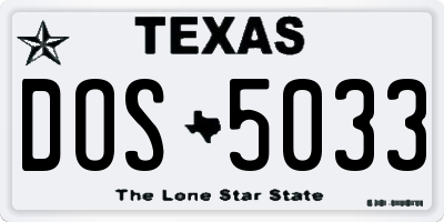 TX license plate DOS5033
